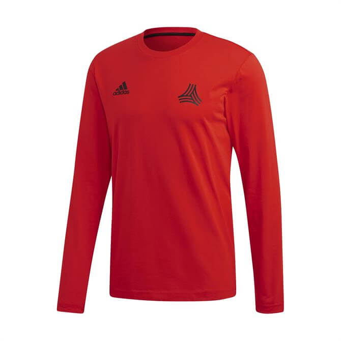 Adidas Men's TAN Graphic Cotton Long Sleeve Top- Red